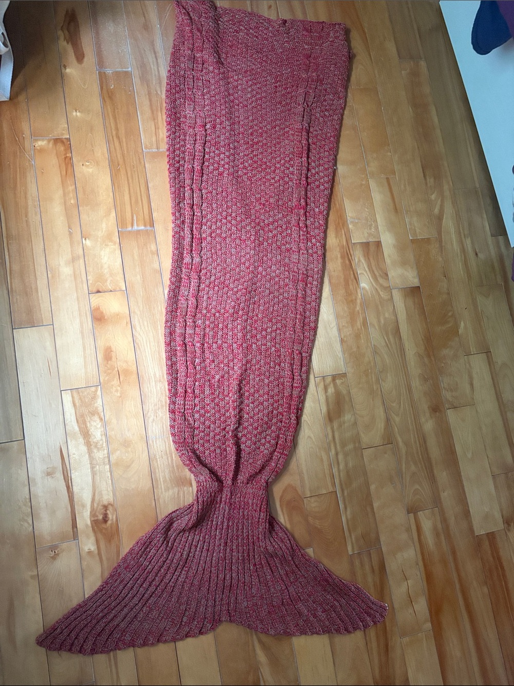 Knit Mermaid Tail Blanket in Dusty Rose